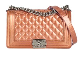 Medium Boy Bag, Patent, Bronze/Purple, 19332277, DB, 2*